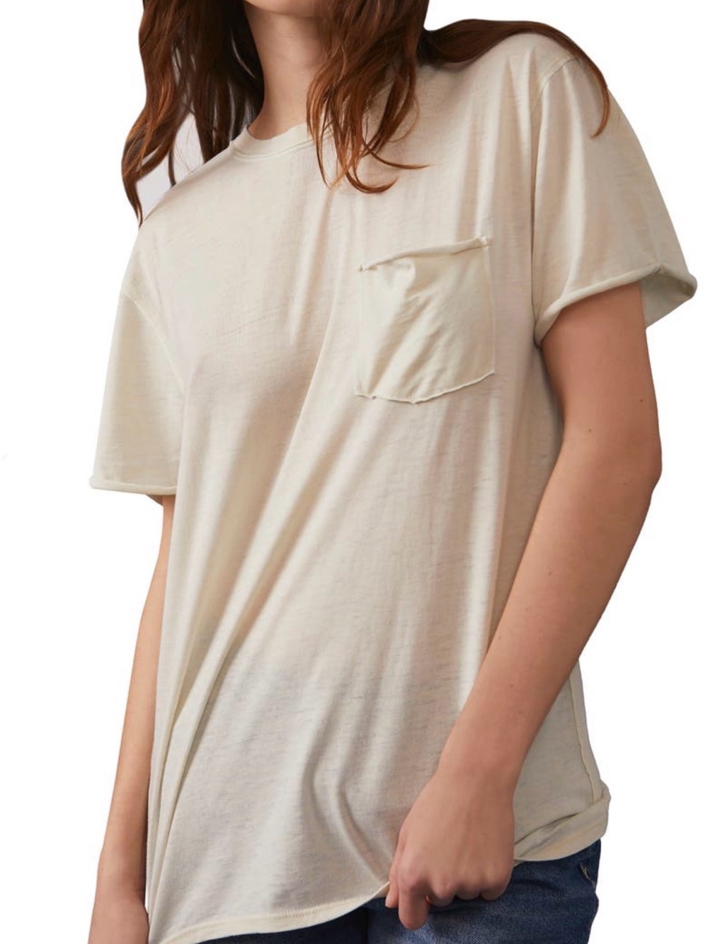 🤍 Free People We The Free Vella Pocket Tee White Swan Medium NWT